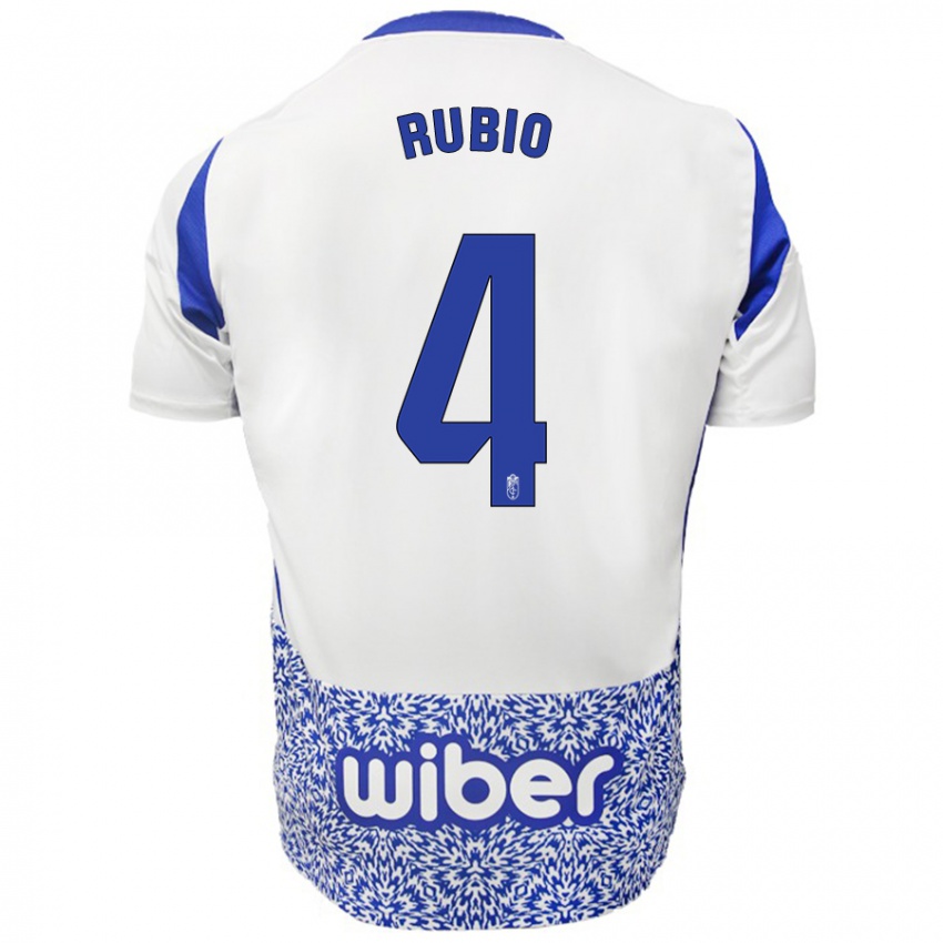 Kinder Miguel Rubio #4 Weiß Blau Auswärtstrikot Trikot 2024/25 T-Shirt Belgien