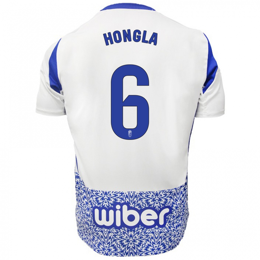 Kinderen Martin Hongla #6 Wit Blauw Uitshirt Uittenue 2024/25 T-Shirt België