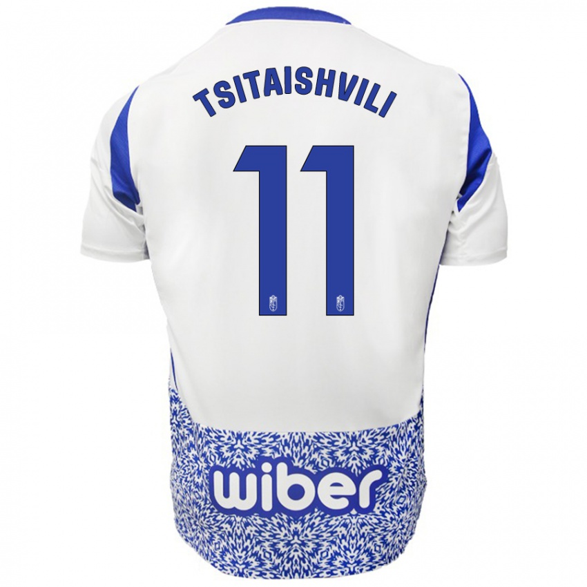 Kinderen Georgiy Tsitaishvili #11 Wit Blauw Uitshirt Uittenue 2024/25 T-Shirt België