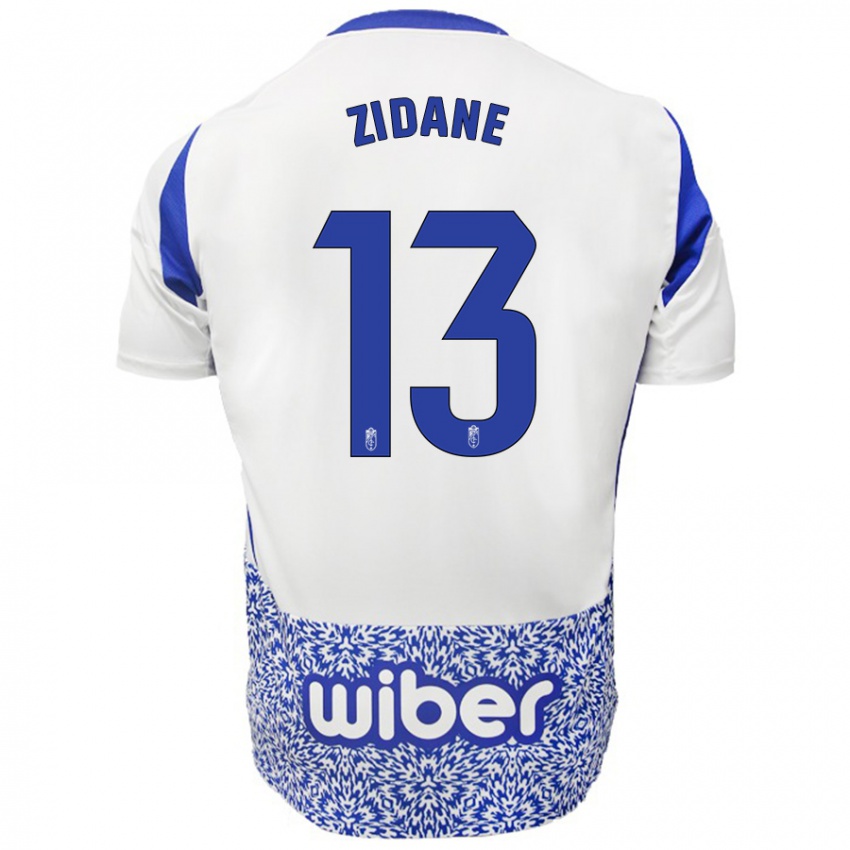 Kinderen Luca Zidane #13 Wit Blauw Uitshirt Uittenue 2024/25 T-Shirt België