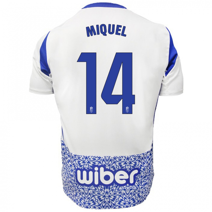 Kinderen Ignasi Miquel #14 Wit Blauw Uitshirt Uittenue 2024/25 T-Shirt België