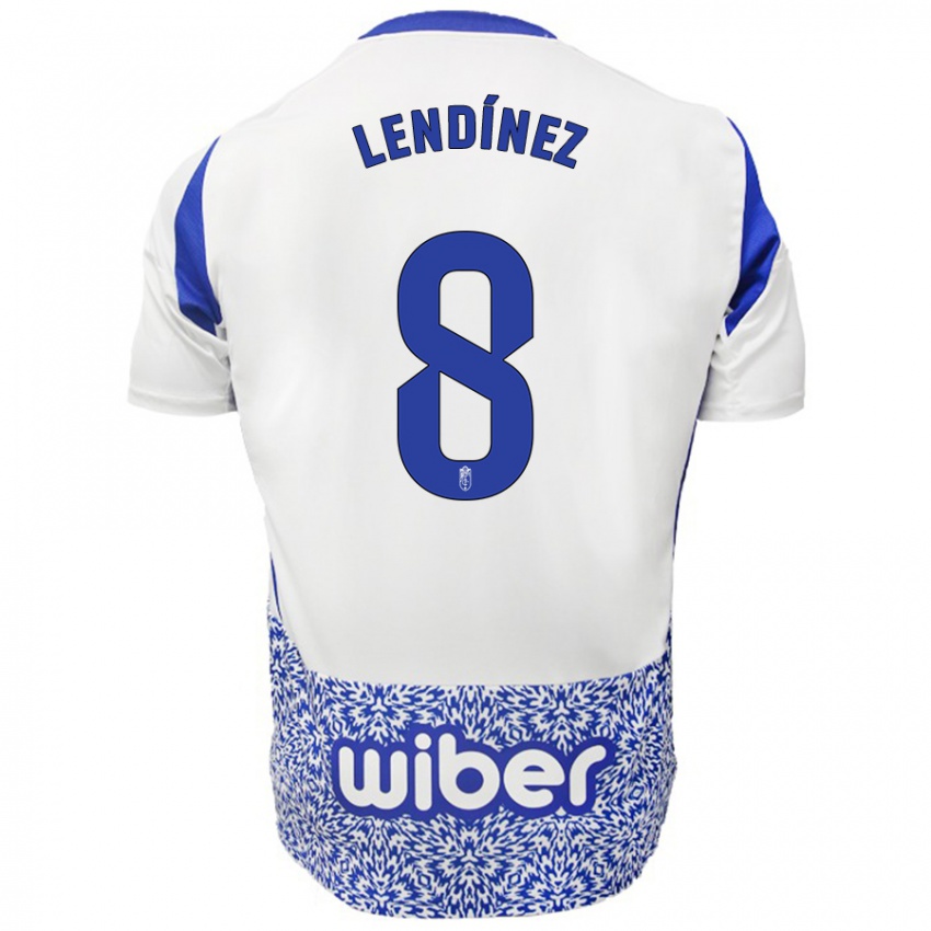 Kinderen Juanma Lendínez #8 Wit Blauw Uitshirt Uittenue 2024/25 T-Shirt België