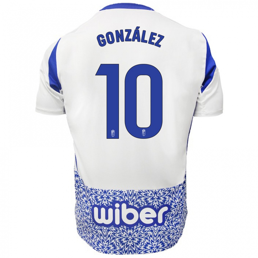 Kinderen Mario González #10 Wit Blauw Uitshirt Uittenue 2024/25 T-Shirt België