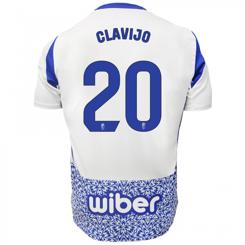 Kinderen Dani Clavijo #20 Wit Blauw Uitshirt Uittenue 2024/25 T-Shirt België