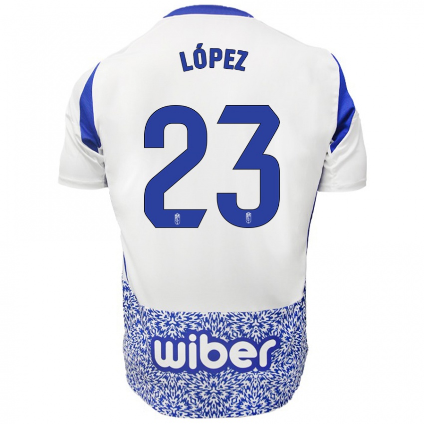 Kinderen Diego López #23 Wit Blauw Uitshirt Uittenue 2024/25 T-Shirt België