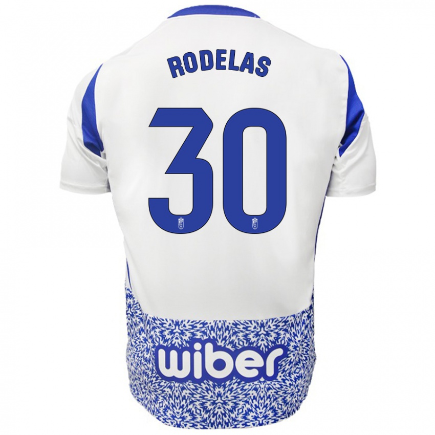 Kinderen Sergio Rodelas #30 Wit Blauw Uitshirt Uittenue 2024/25 T-Shirt België