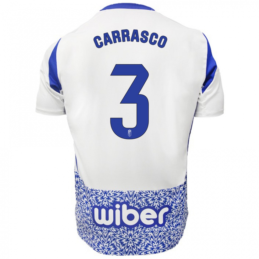 Kinderen Marta Carrasco #3 Wit Blauw Uitshirt Uittenue 2024/25 T-Shirt België