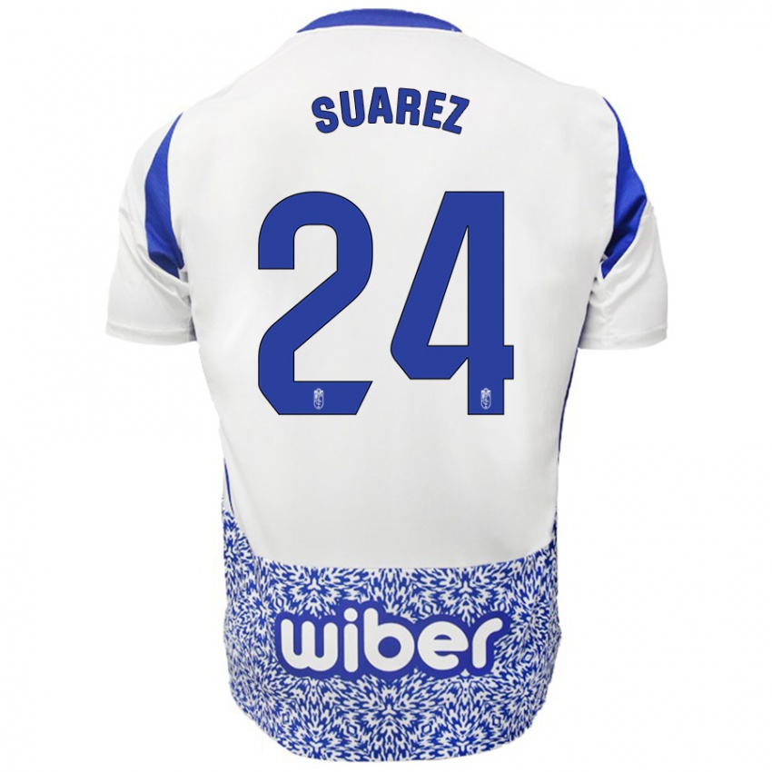 Kinderen Carlota Suárez #24 Wit Blauw Uitshirt Uittenue 2024/25 T-Shirt België