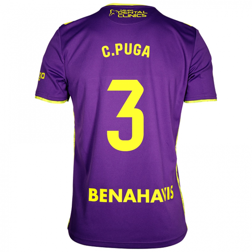 Kinderen Carlos Puga #3 Paars Geel Uitshirt Uittenue 2024/25 T-Shirt België