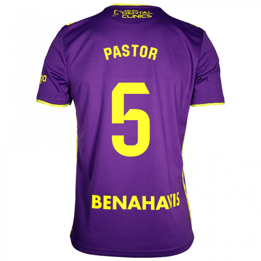 Kinderen Álex Pastor #5 Paars Geel Uitshirt Uittenue 2024/25 T-Shirt België