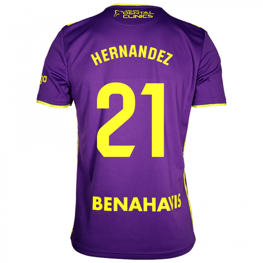 Kinder Juan Hernández #21 Lila Gelb Auswärtstrikot Trikot 2024/25 T-Shirt Belgien