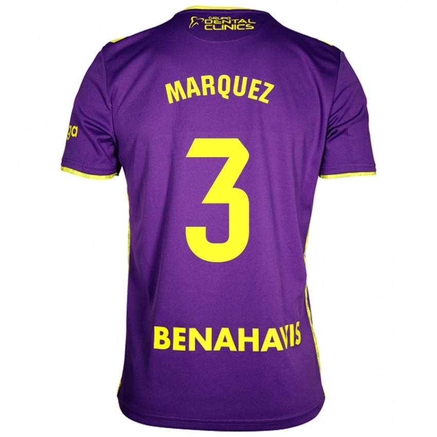 Kinderen David Márquez #3 Paars Geel Uitshirt Uittenue 2024/25 T-Shirt België