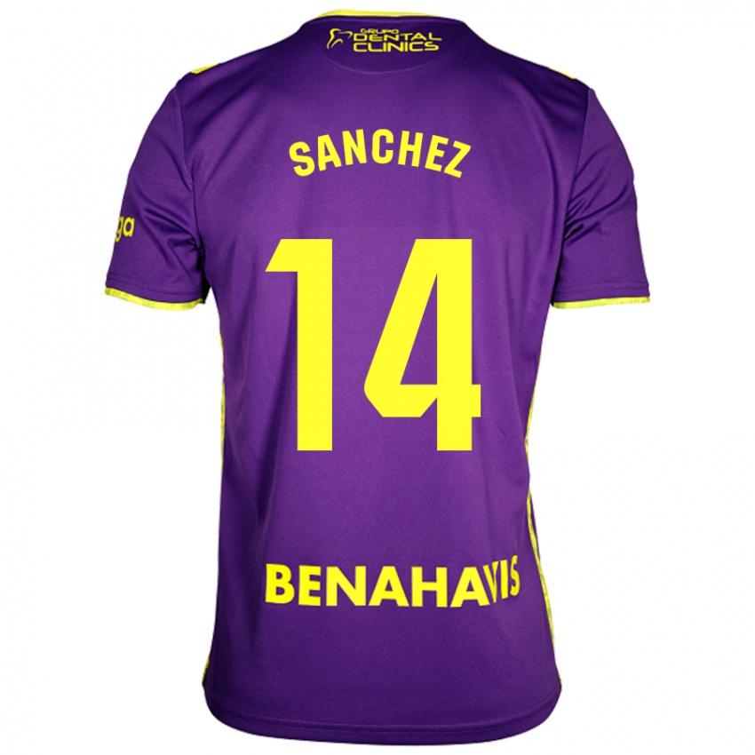 Kinderen Rubén Sánchez #14 Paars Geel Uitshirt Uittenue 2024/25 T-Shirt België