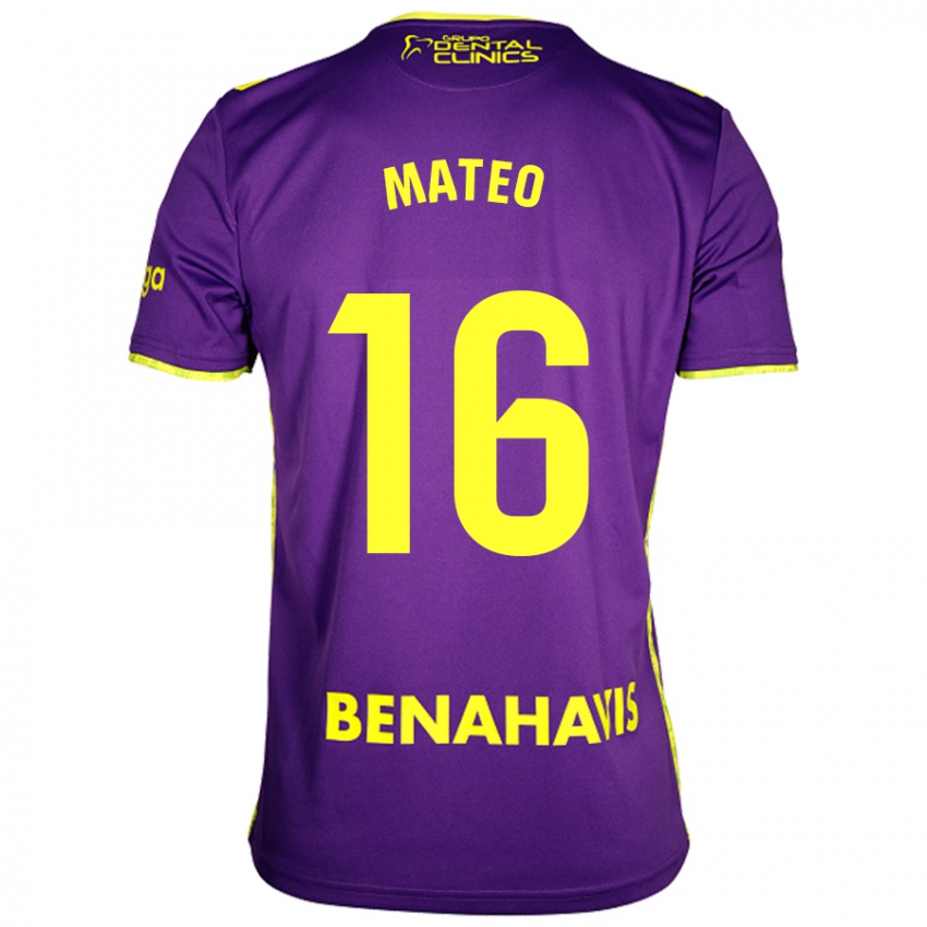 Kinderen Ángel Mateo #16 Paars Geel Uitshirt Uittenue 2024/25 T-Shirt België