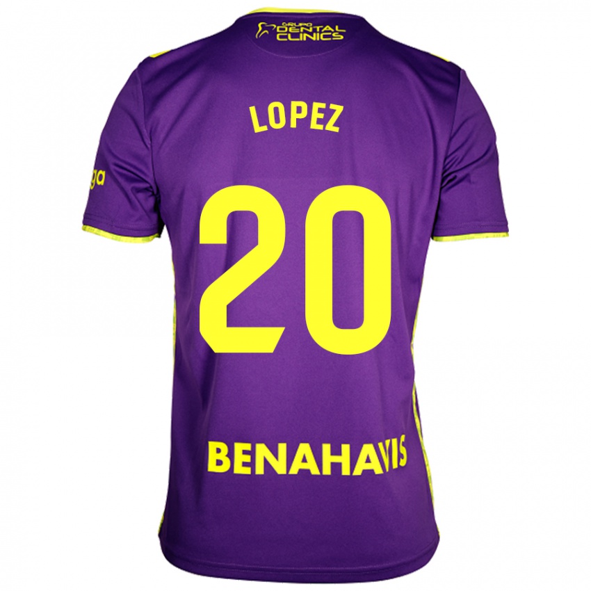 Kinderen Adri López #20 Paars Geel Uitshirt Uittenue 2024/25 T-Shirt België