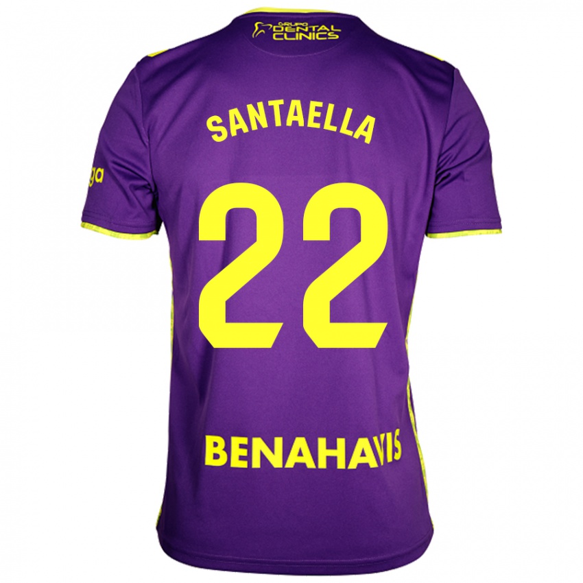 Kinder Miguel Ángel Santaella #22 Lila Gelb Auswärtstrikot Trikot 2024/25 T-Shirt Belgien