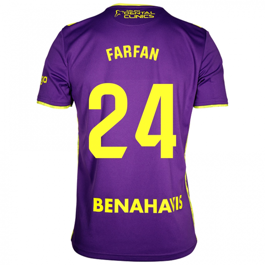 Kinderen María Farfán #24 Paars Geel Uitshirt Uittenue 2024/25 T-Shirt België