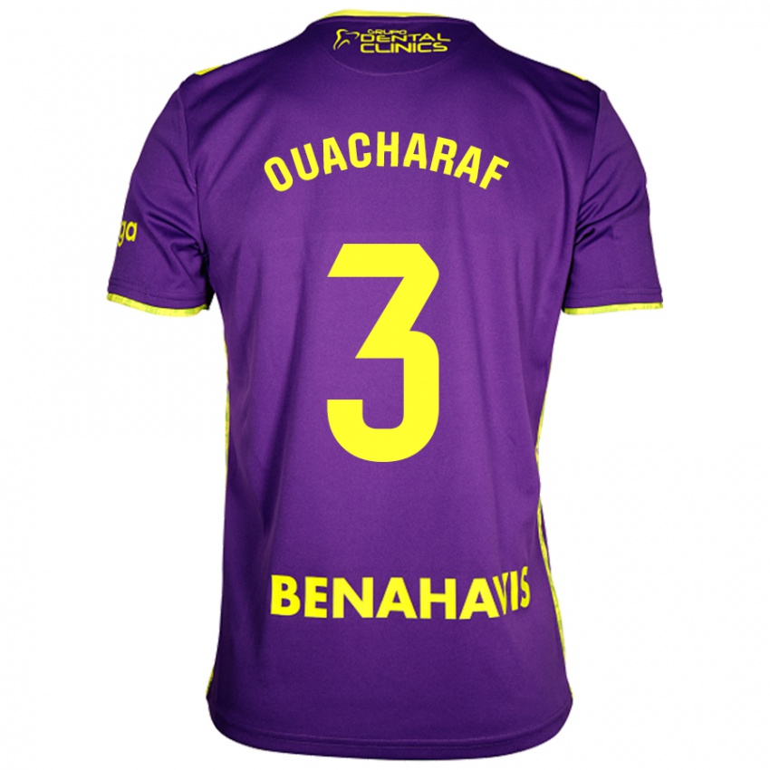 Kinderen Bilal Ouacharaf #3 Paars Geel Uitshirt Uittenue 2024/25 T-Shirt België