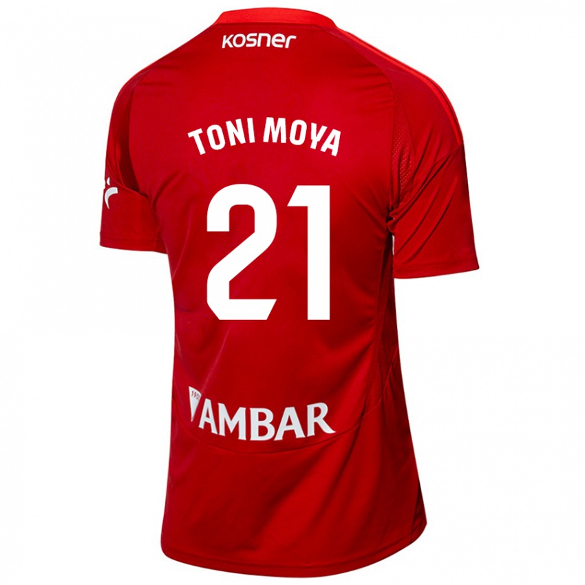 Kinderen Toni Moya #21 Wit Blauw Uitshirt Uittenue 2024/25 T-Shirt België