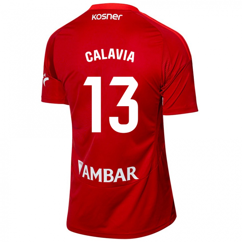 Kinderen Carlos Calavia #13 Wit Blauw Uitshirt Uittenue 2024/25 T-Shirt België