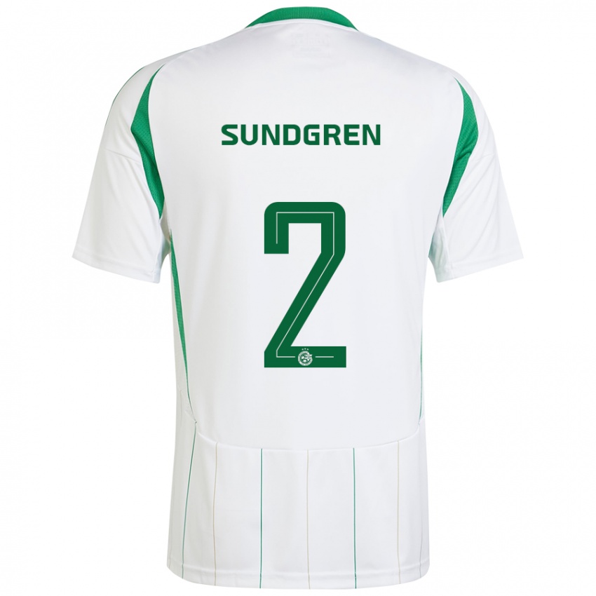 Kinderen Daniel Sundgren #2 Witgroen Uitshirt Uittenue 2024/25 T-Shirt België