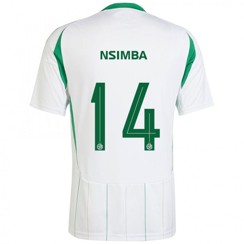 Kinderen Vital Nsimba #14 Witgroen Uitshirt Uittenue 2024/25 T-Shirt België