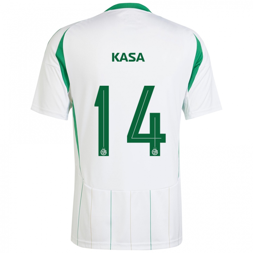 Kinderen Lior Kasa #14 Witgroen Uitshirt Uittenue 2024/25 T-Shirt België