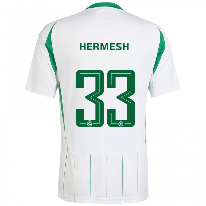 Kinderen Liam Hermesh #33 Witgroen Uitshirt Uittenue 2024/25 T-Shirt België