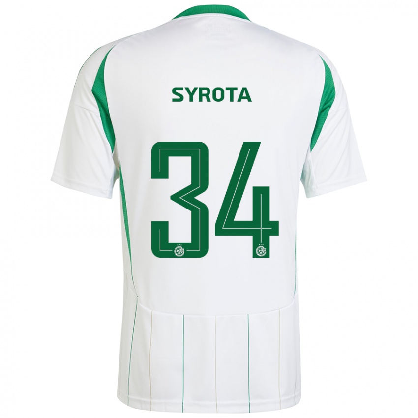 Kinderen Oleksandr Syrota #34 Witgroen Uitshirt Uittenue 2024/25 T-Shirt België