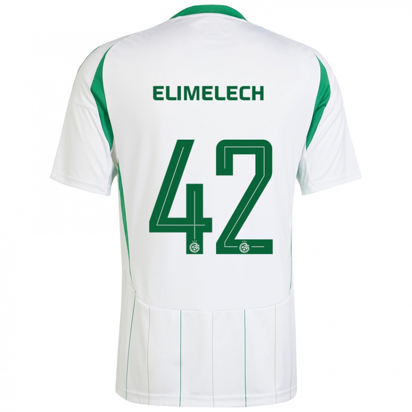 Kinderen Roey Elimelech #42 Witgroen Uitshirt Uittenue 2024/25 T-Shirt België