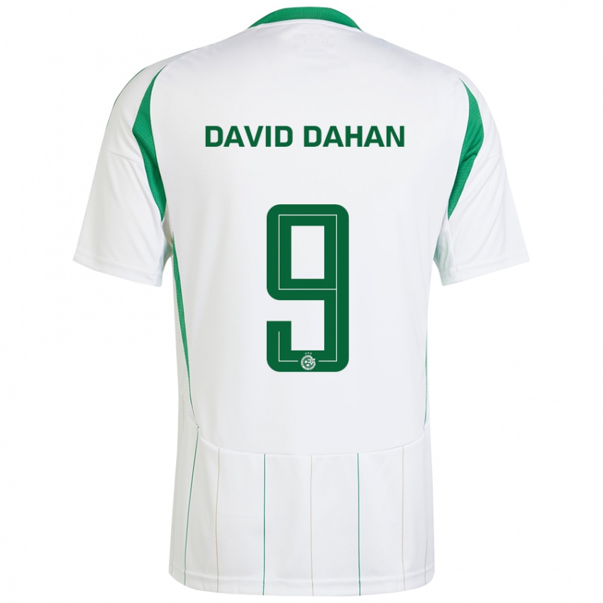 Enfant Maillot Omer David Dahan #9 Blanc Vert Tenues Extérieur 2024/25 T-Shirt Belgique