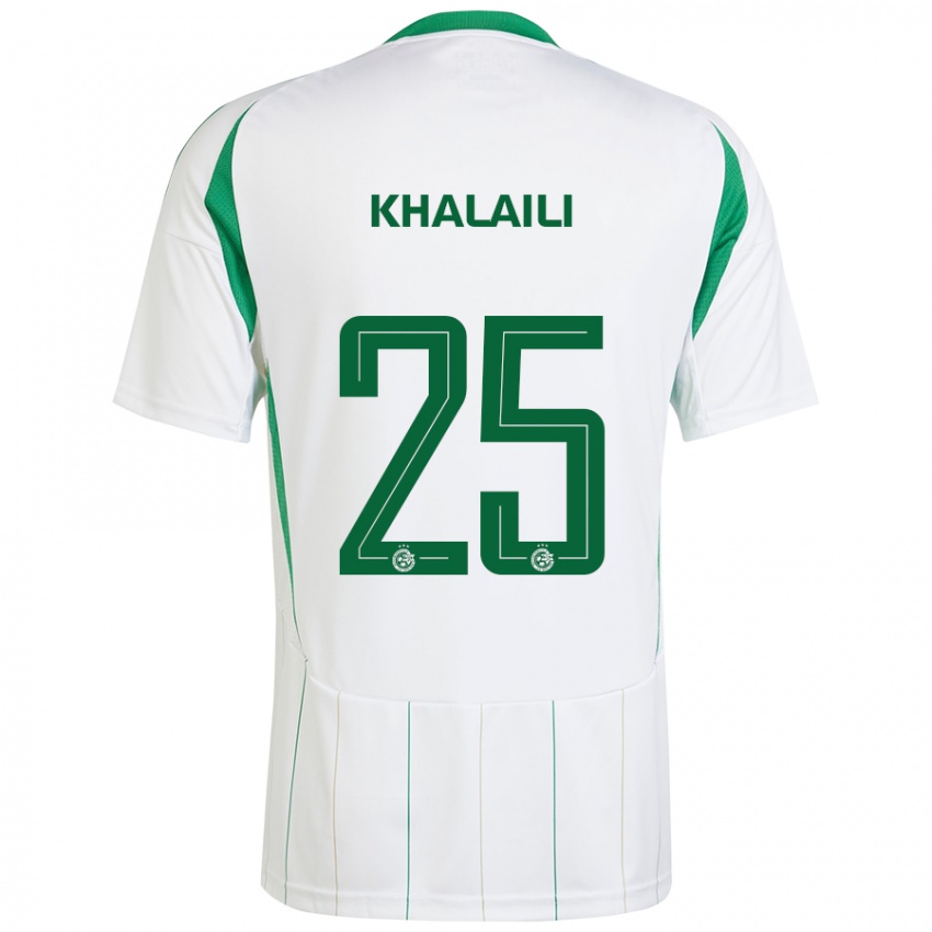 Kinderen Anan Khalaili #25 Witgroen Uitshirt Uittenue 2024/25 T-Shirt België