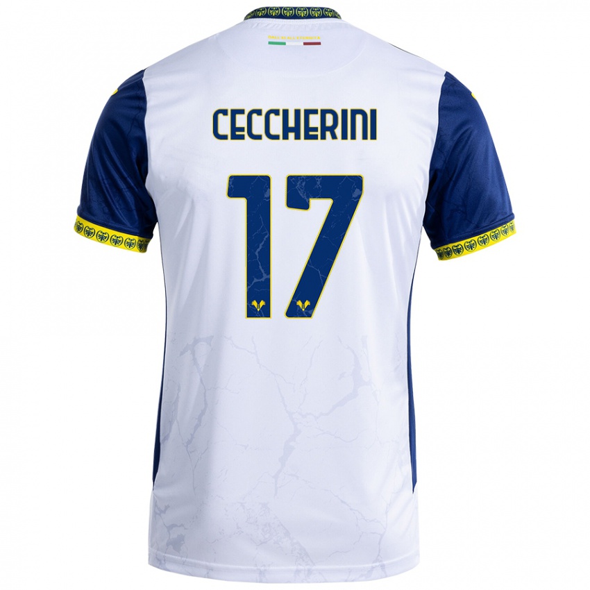 Enfant Maillot Federico Ceccherini #17 Blanc Bleu Tenues Extérieur 2024/25 T-Shirt Belgique