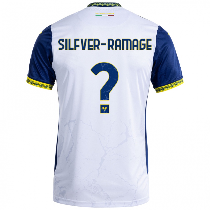 Enfant Maillot William Silfver-Ramage #0 Blanc Bleu Tenues Extérieur 2024/25 T-Shirt Belgique