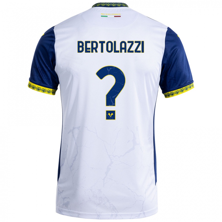 Enfant Maillot Giovanni Bertolazzi #0 Blanc Bleu Tenues Extérieur 2024/25 T-Shirt Belgique