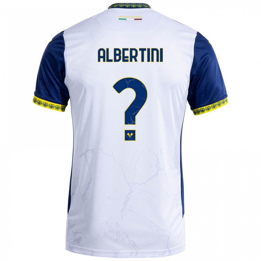 Enfant Maillot Francesco Albertini #0 Blanc Bleu Tenues Extérieur 2024/25 T-Shirt Belgique