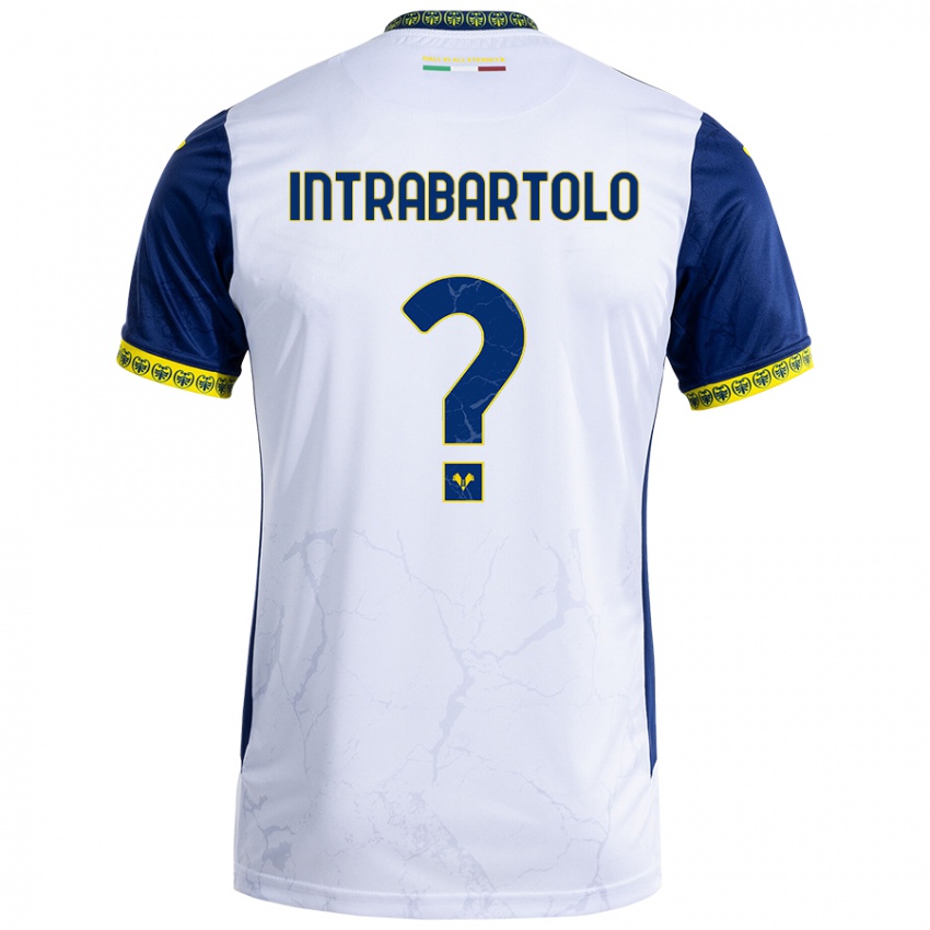 Enfant Maillot Denis Intrabartolo #0 Blanc Bleu Tenues Extérieur 2024/25 T-Shirt Belgique