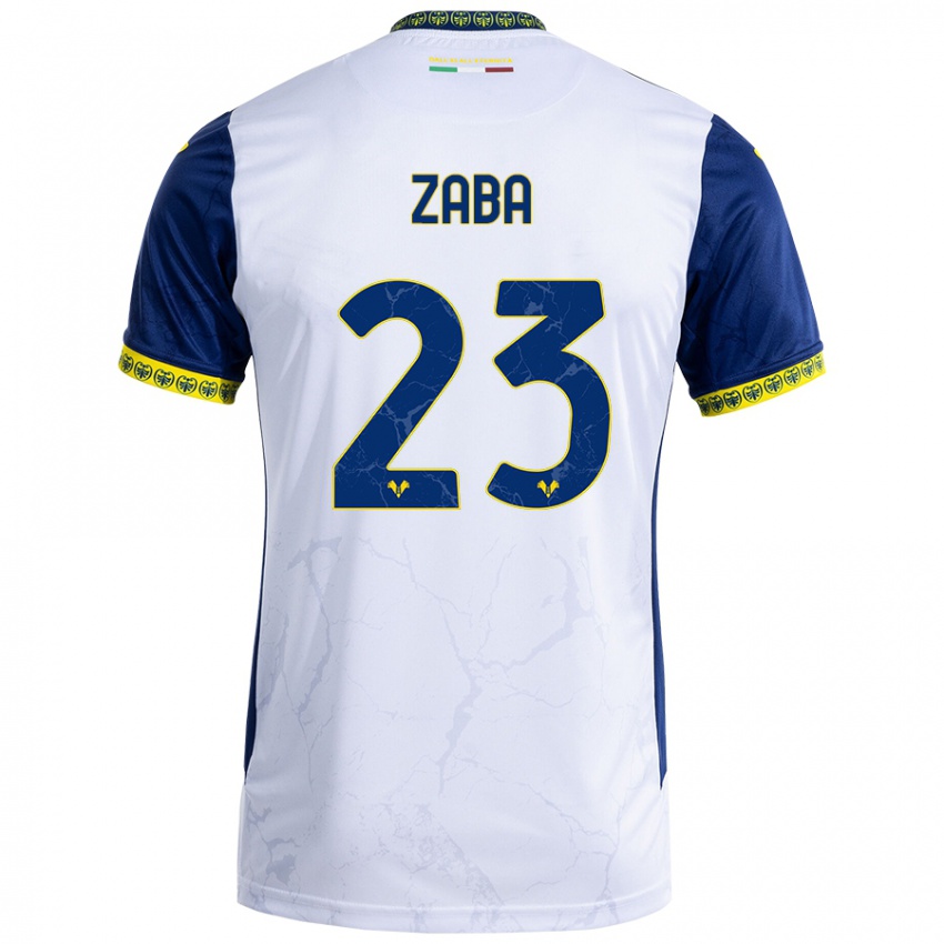 Kinder Nelson Zaba #23 Weiß Blau Auswärtstrikot Trikot 2024/25 T-Shirt Belgien