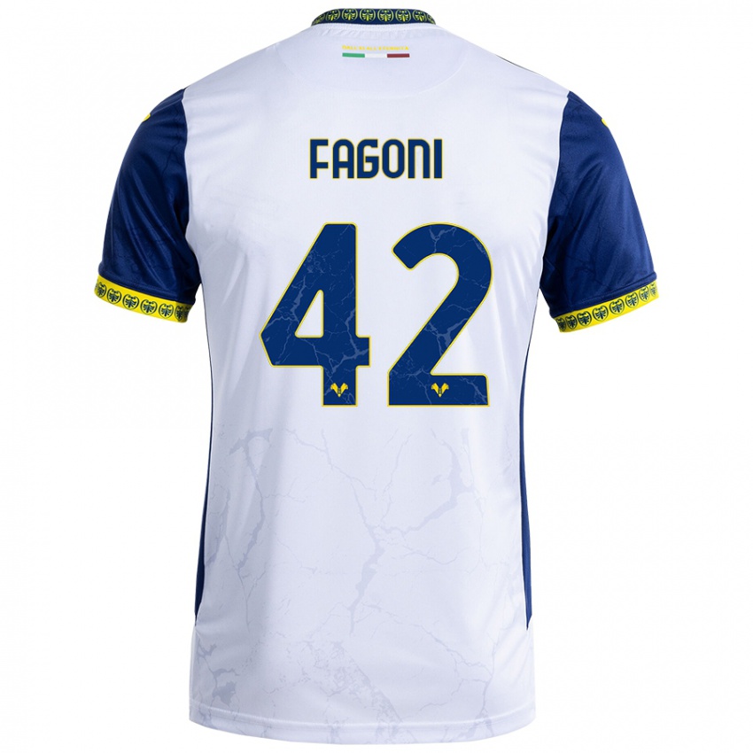 Kinder Marco Fagoni #42 Weiß Blau Auswärtstrikot Trikot 2024/25 T-Shirt Belgien