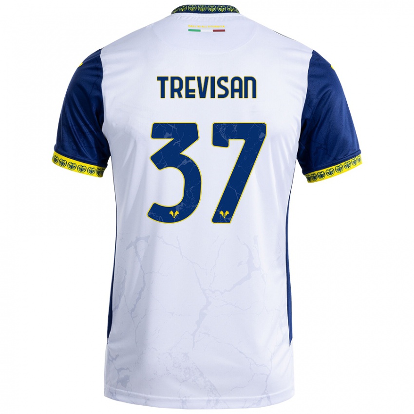 Kinder Michael Trevisan #37 Weiß Blau Auswärtstrikot Trikot 2024/25 T-Shirt Belgien