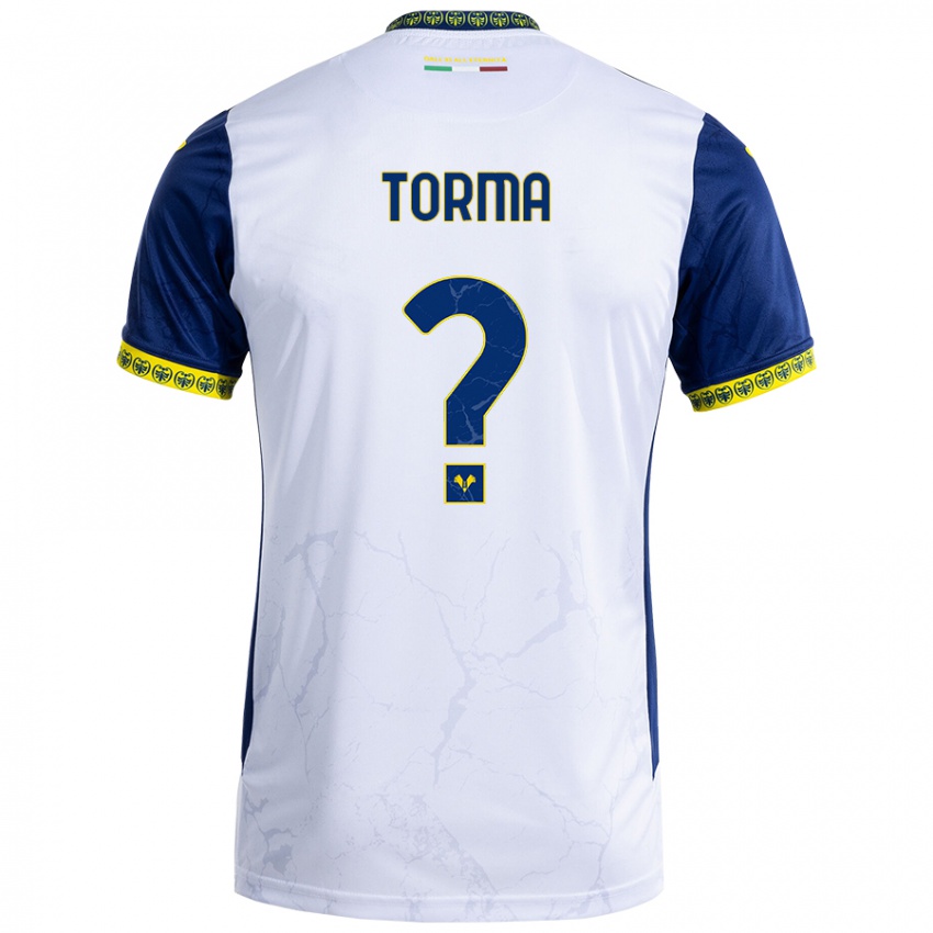 Enfant Maillot Salvatore Torma #0 Blanc Bleu Tenues Extérieur 2024/25 T-Shirt Belgique