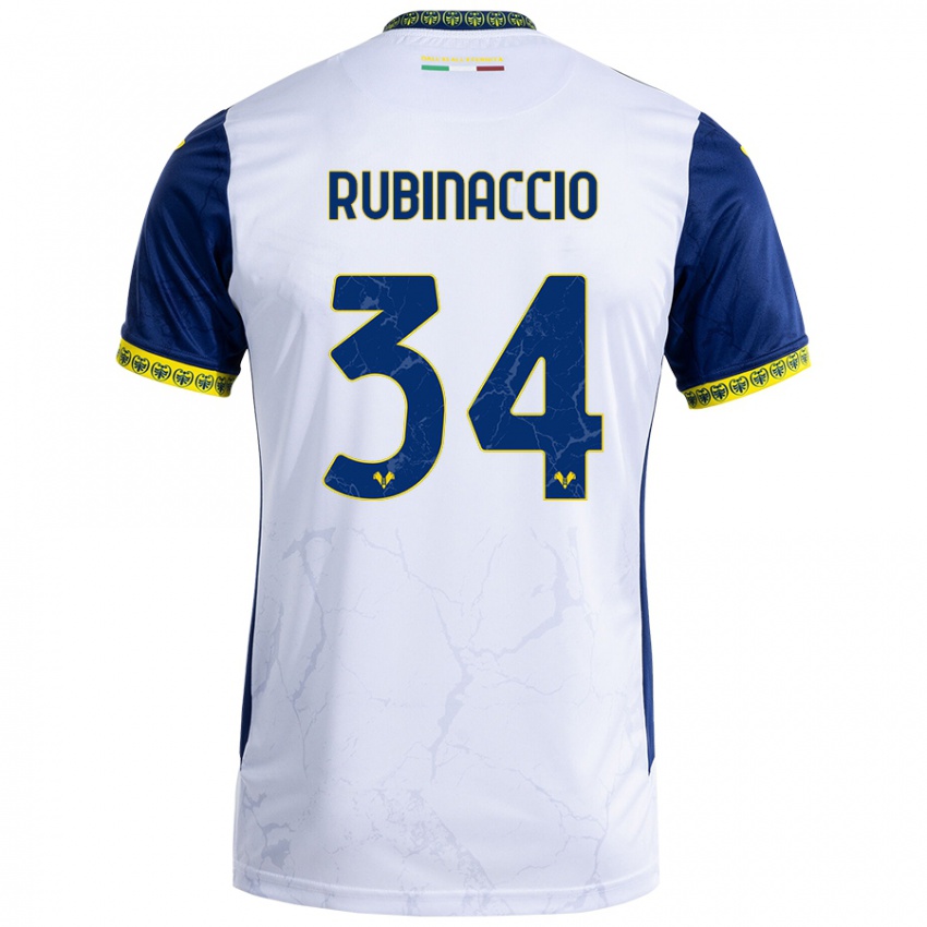 Enfant Maillot Nikol Rubinaccio #34 Blanc Bleu Tenues Extérieur 2024/25 T-Shirt Belgique