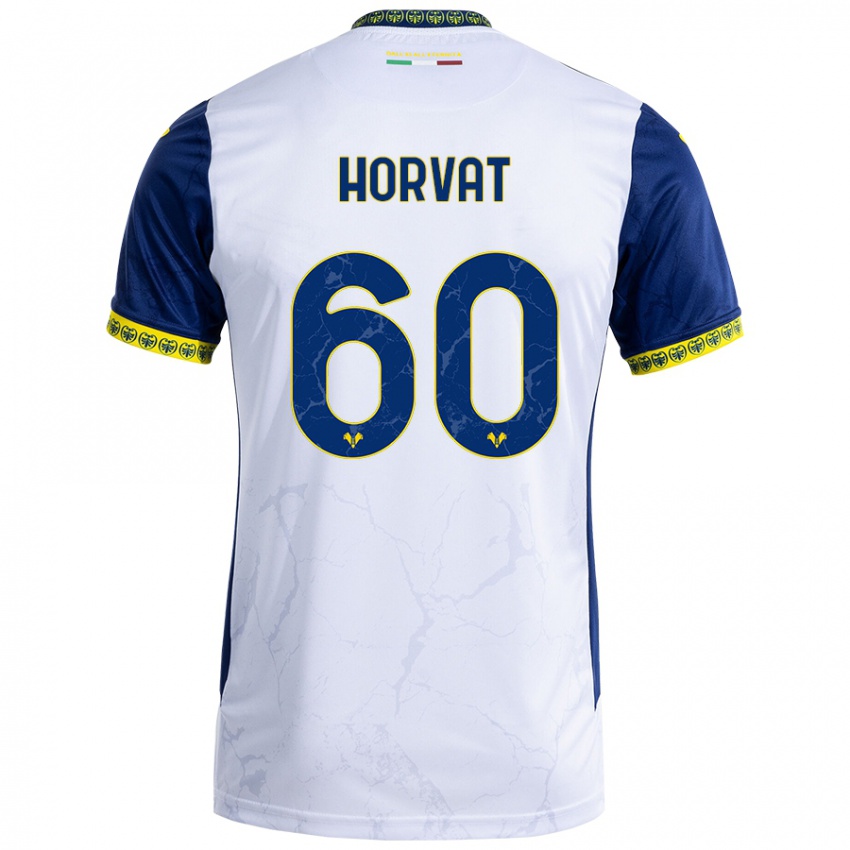 Enfant Maillot Mihaela Horvat #60 Blanc Bleu Tenues Extérieur 2024/25 T-Shirt Belgique