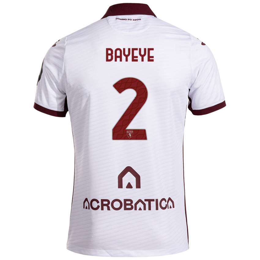 Enfant Maillot Brian Bayeye #2 Blanc Marron Tenues Extérieur 2024/25 T-Shirt Belgique