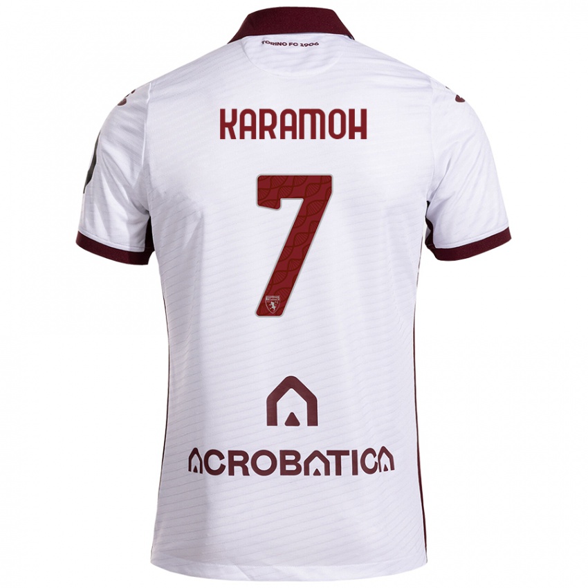 Enfant Maillot Yann Karamoh #7 Blanc Marron Tenues Extérieur 2024/25 T-Shirt Belgique