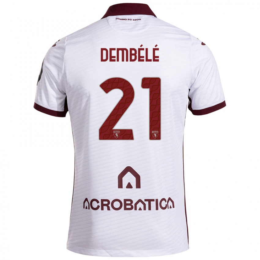 Enfant Maillot Ali Dembélé #21 Blanc Marron Tenues Extérieur 2024/25 T-Shirt Belgique