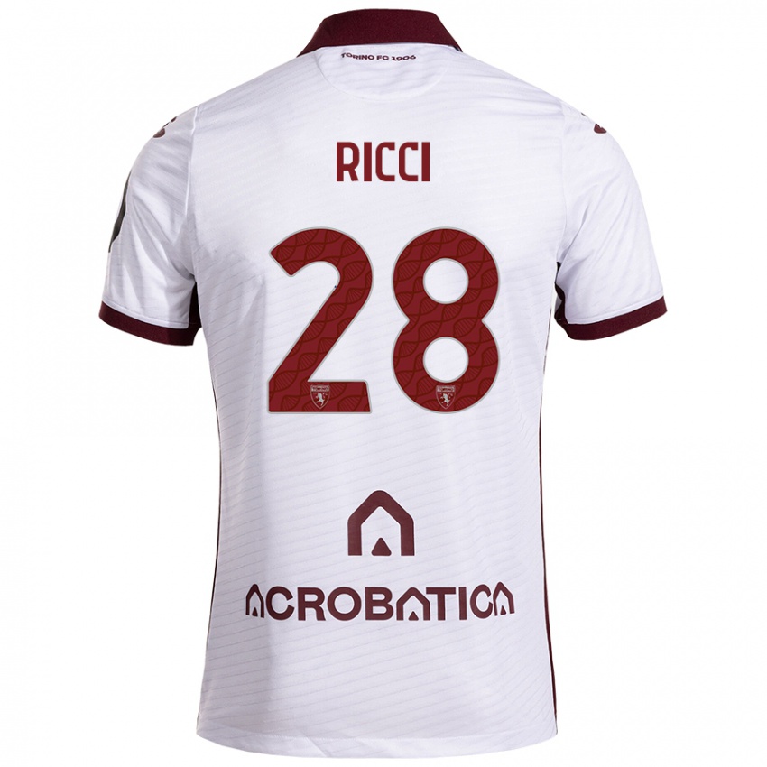 Enfant Maillot Samuele Ricci #28 Blanc Marron Tenues Extérieur 2024/25 T-Shirt Belgique