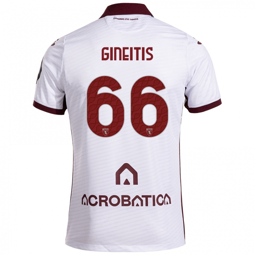 Enfant Maillot Gvidas Gineitis #66 Blanc Marron Tenues Extérieur 2024/25 T-Shirt Belgique