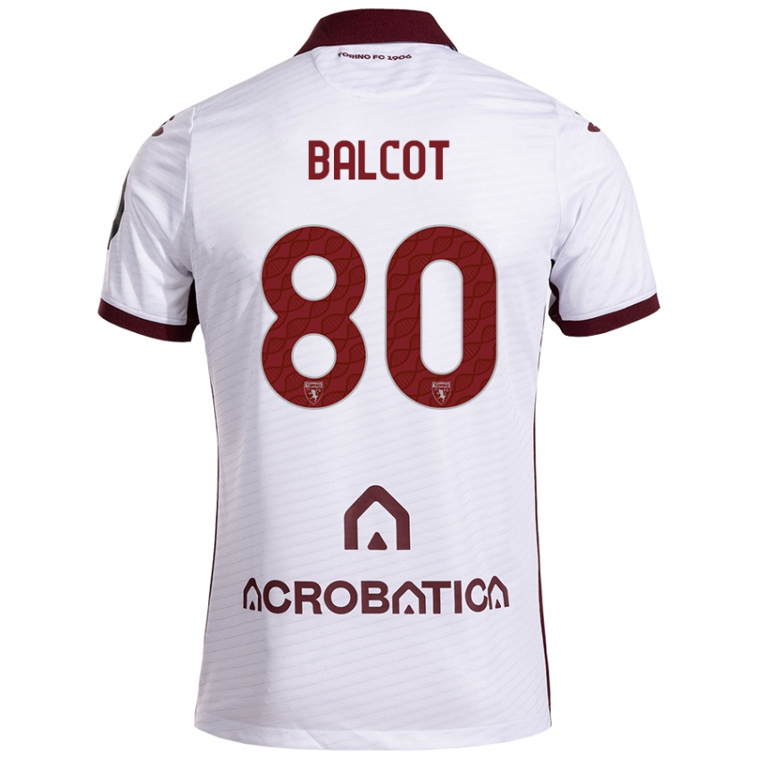 Enfant Maillot Côme Bianay Balcot #80 Blanc Marron Tenues Extérieur 2024/25 T-Shirt Belgique