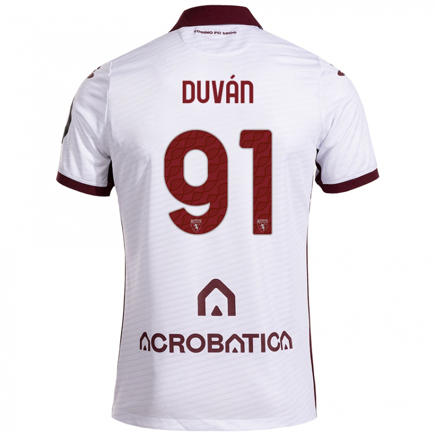 Enfant Maillot Duván Zapata #91 Blanc Marron Tenues Extérieur 2024/25 T-Shirt Belgique